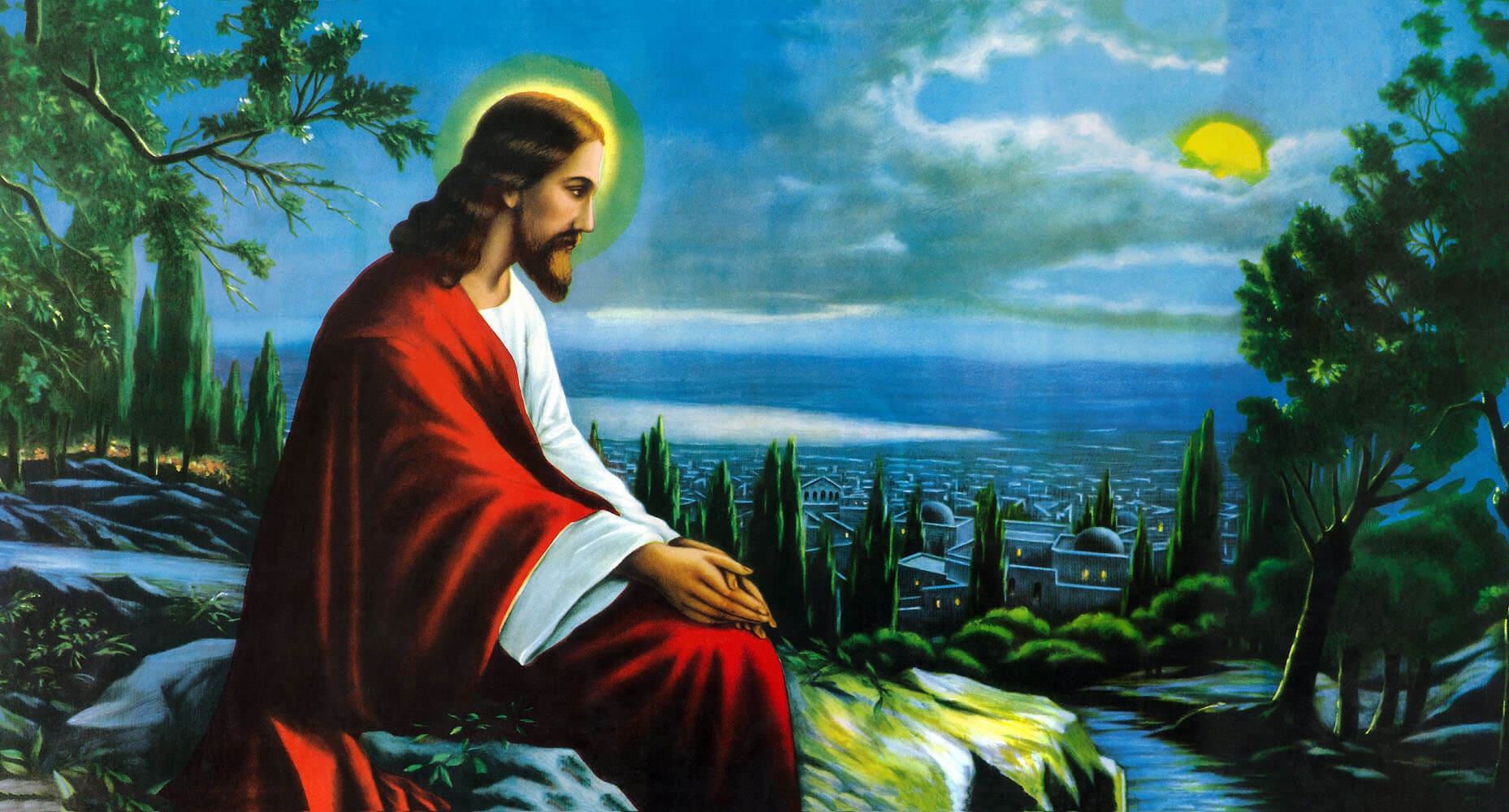 Иисус Христос на фоне Иерусалима